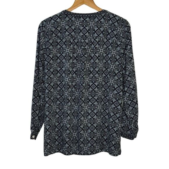 J. Jill Women's Blue Scroll Print V-Neck Long Sleeve Tunic Blouse Size Medium - Picture 3 of 8